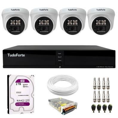 Câmeras De Segurança Dome Interna, FULL HD 1080p, Visão Noturna De 20m 2.8mm + DVR TFULL HDx 3304, 4 Canais + HD 2TB Purple