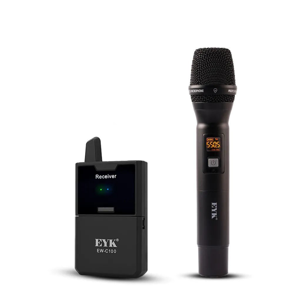 Microfone de Mão Sem Fio Com Monitor EYK, Para DSLR, PC, Filmadora, Smartphone