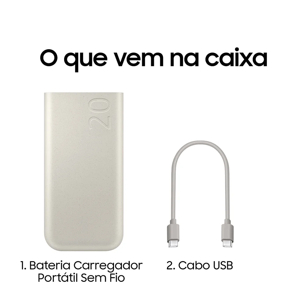 Imagem 3 de 5 do produto Bateria Carregador Portatil, 20000mAh, Super Rápida, 45W, 3x USB-C, Bege