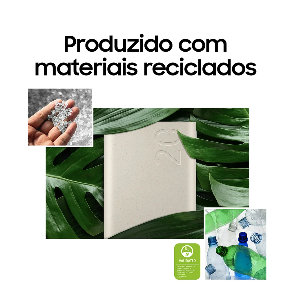 Imagem 5 de 5 do produto Bateria Carregador Portatil, 20000mAh, Super Rápida, 45W, 3x USB-C, Bege