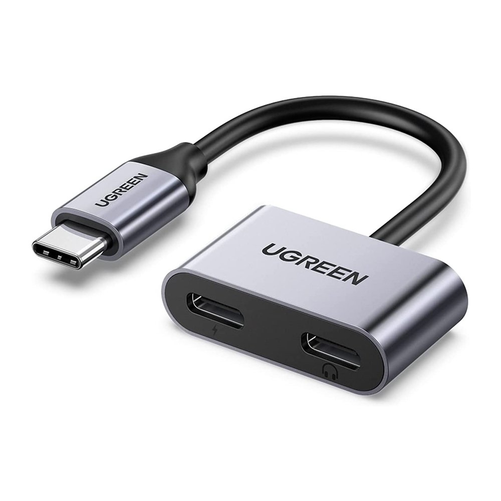 Ugreen Hub Adaptador Usb-c 2 Em 1  Áudio Suporta Pd 3.0 Cinza