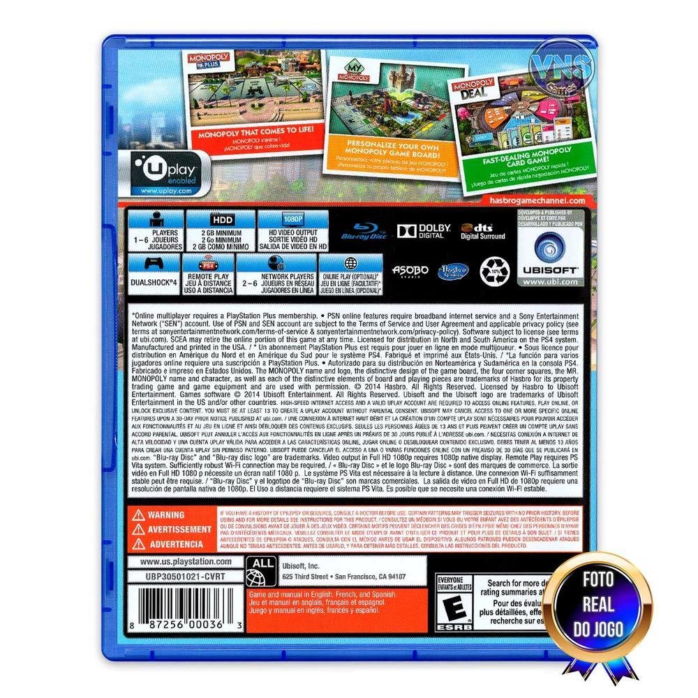 Jogo Monopoly Family Fun Pack, Ps4 Mídia Física