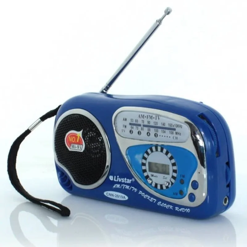 Imagem 2 de 2 do produto Rádio De Pilha Kapbom, Am/fim, Portátil De Bolso, Pilha Aa, Relógio.