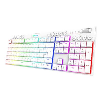 Teclado Mecanico Redragon K619w Gamer Horus, RGB, Switch Brown, Branco