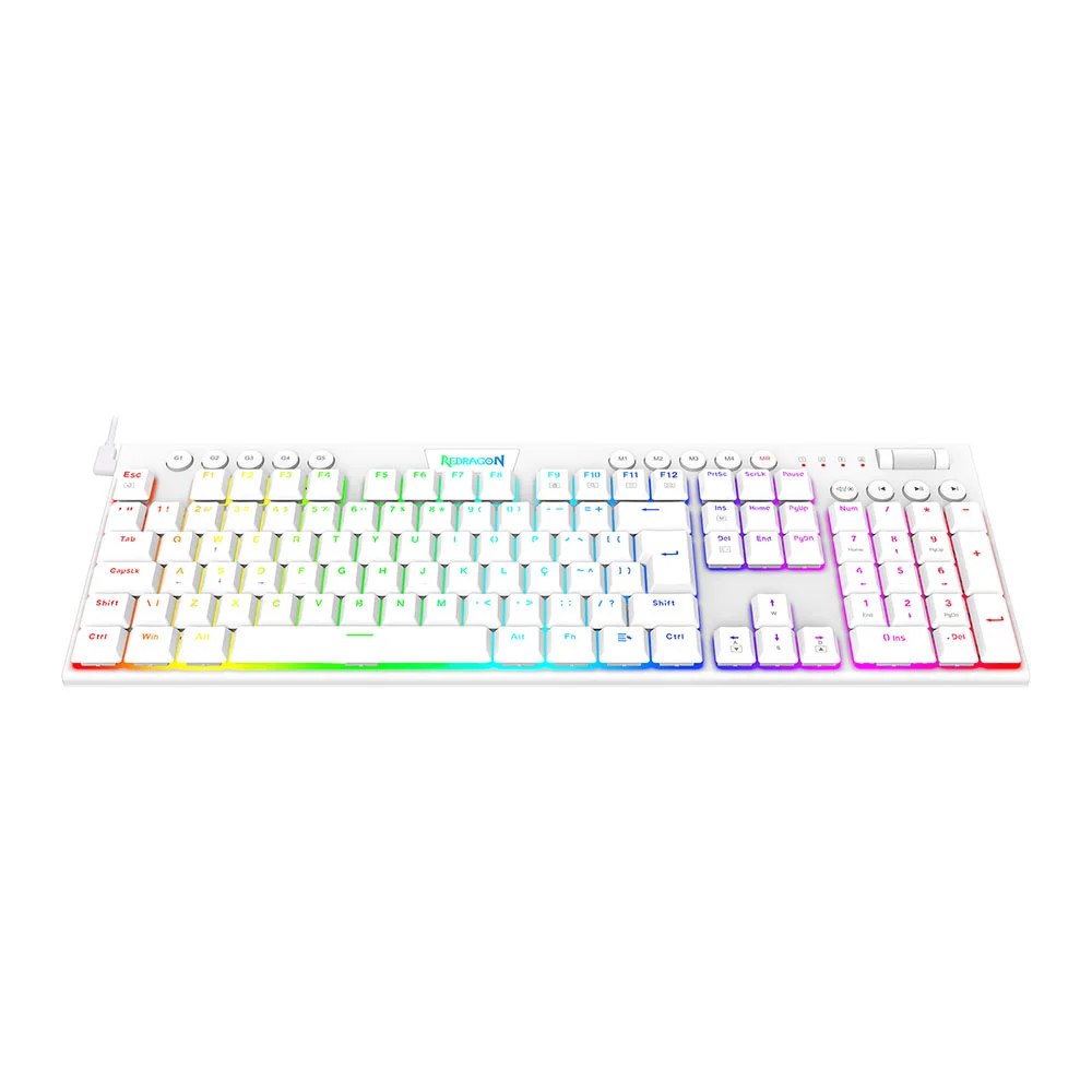 Imagem 2 de 5 do produto Teclado Mecanico Redragon K619w Gamer Horus, RGB, Switch Brown, Branco