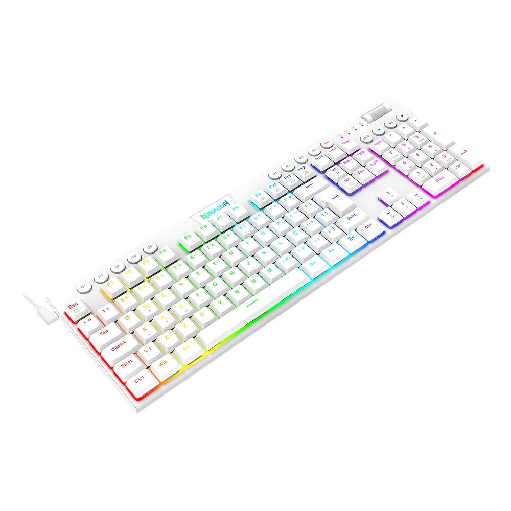Imagem 3 de 5 do produto Teclado Mecanico Redragon K619w Gamer Horus, RGB, Switch Brown, Branco