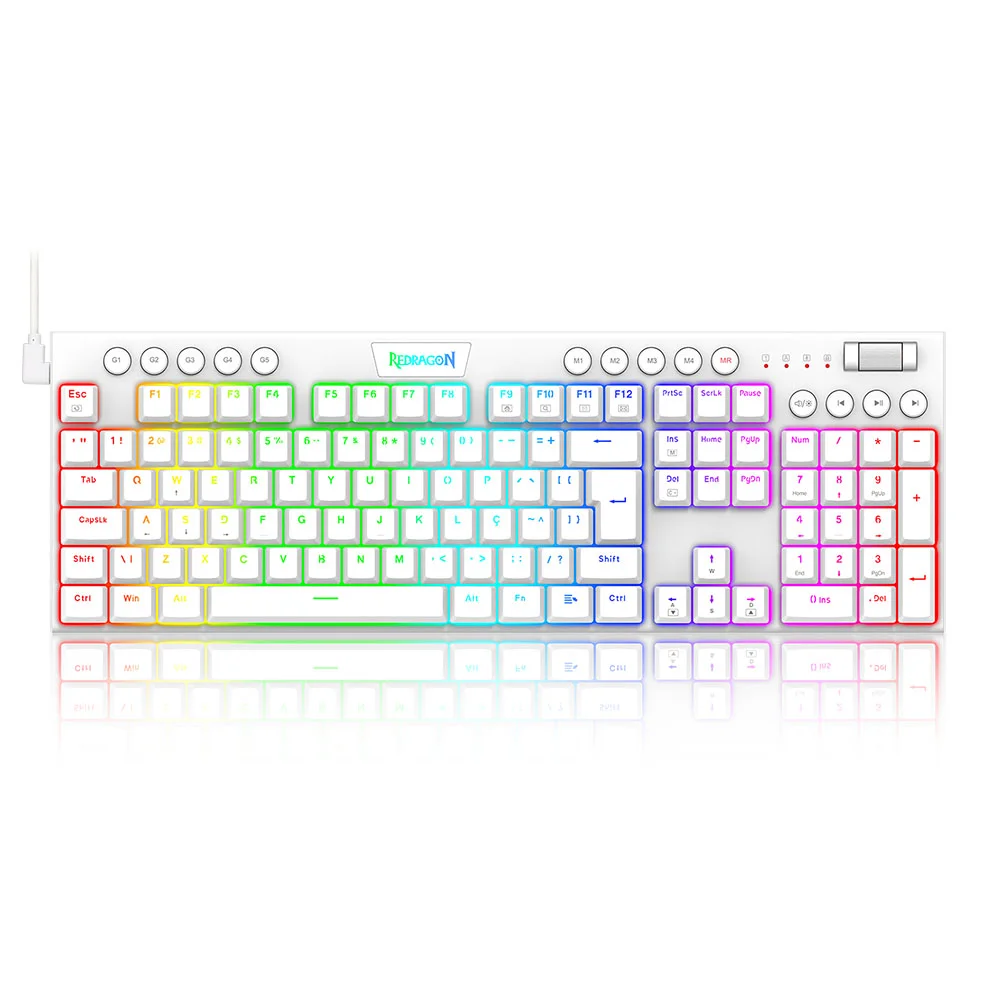 Imagem 5 de 5 do produto Teclado Mecanico Redragon K619w Gamer Horus, RGB, Switch Brown, Branco