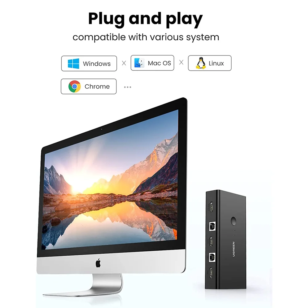 Imagem 3 de 5 do produto Ugreen Switch HDMI 2 Entradas 1 Saída Comutador Kvm Preto