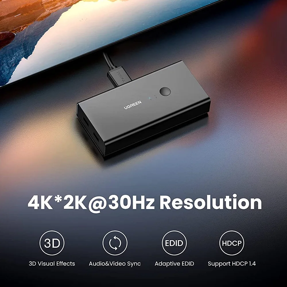 Imagem 5 de 5 do produto Ugreen Switch HDMI 2 Entradas 1 Saída Comutador Kvm Preto