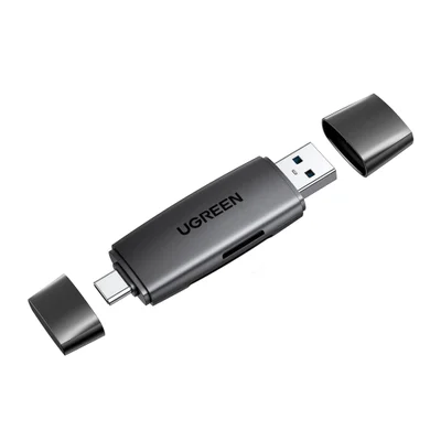 Leitor De Cartão 2 Em 1 Ugreen 80191 Usb A + Usb-c Super Prático