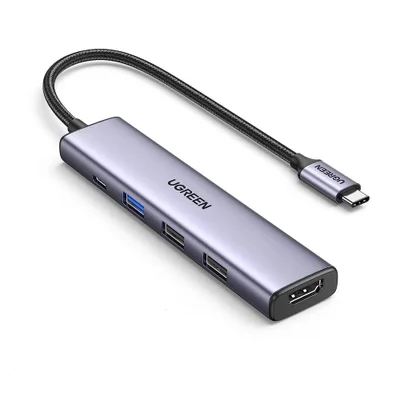 Hub Adaptador Ugreen 5 Em 1 Para Usb C + 100w Power Delivery