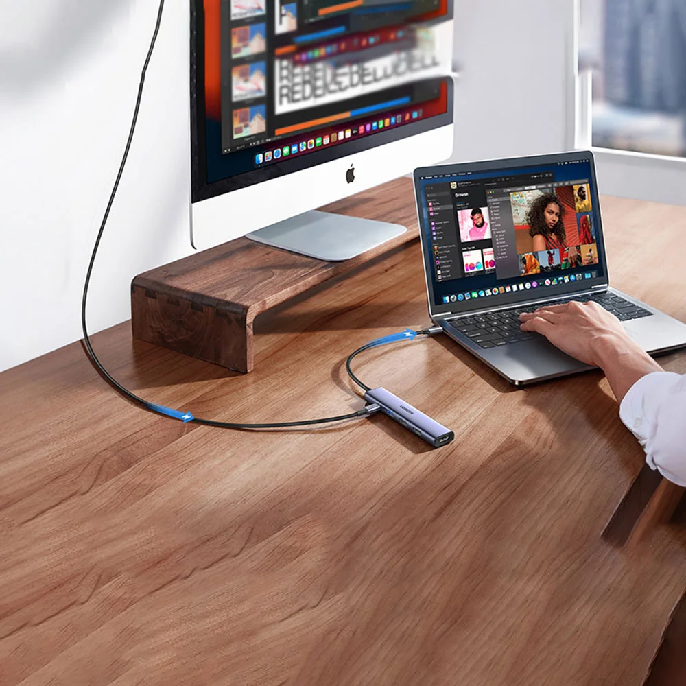 Imagem 5 de 5 do produto Hub Adaptador Ugreen 5 Em 1 Para Usb C + 100w Power Delivery