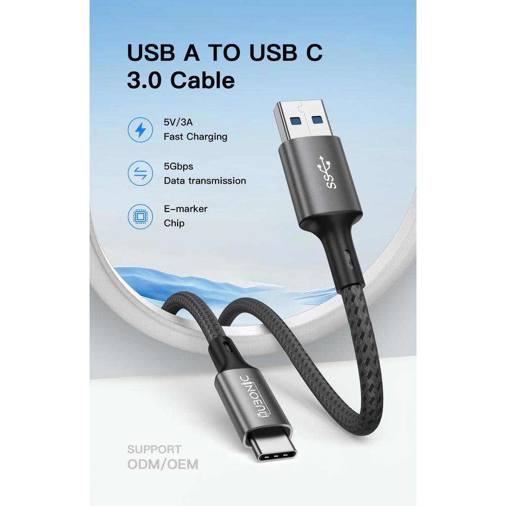 Imagem 5 de 5 do produto Cabo USB-C 3.0 Turbo Hubonic, 1 Metro, Carregamento Rápido, 5V/3Ah, Cabo De Dados, 5GBps, Nylon, Android, Iphone Premium