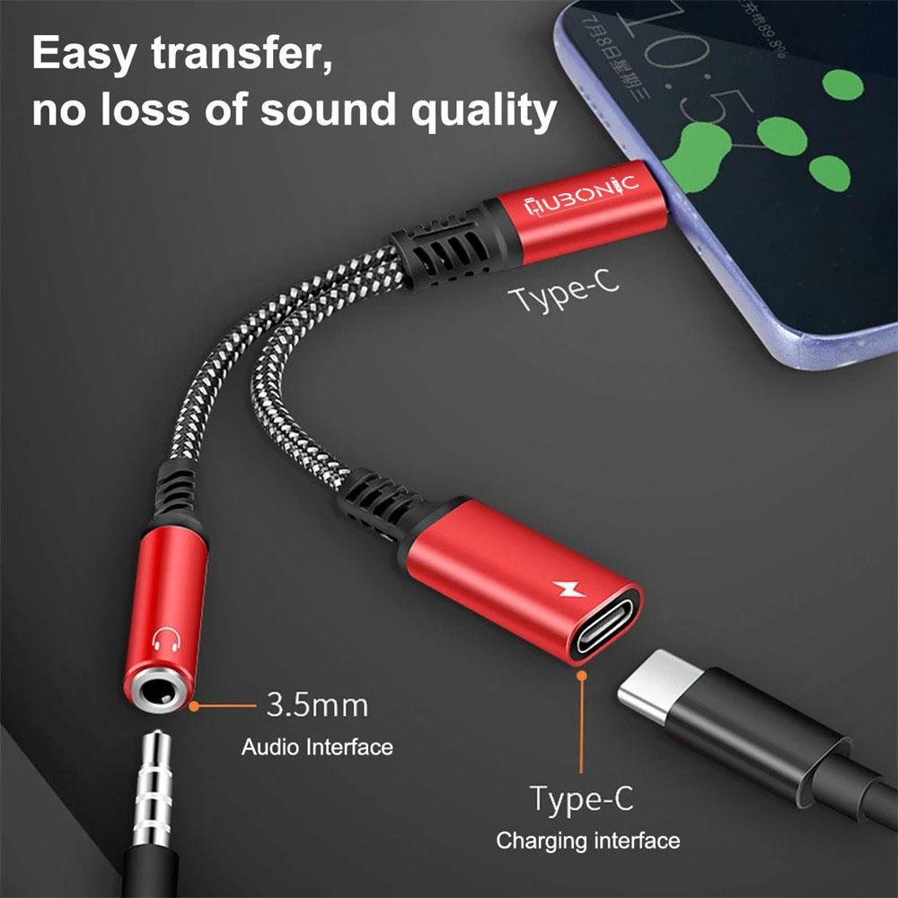 Imagem 3 de 5 do produto Hubonic Adaptador Fone De Ouvido Usb C Para P2 3.5mm Áudio Com Entrada Para Carregamento  Pd 60w