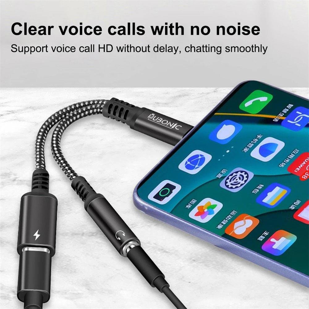 Imagem 4 de 5 do produto Hubonic Adaptador Fone De Ouvido Usb C Para P2 3.5mm Áudio Com Entrada Para Carregamento  Pd 60w