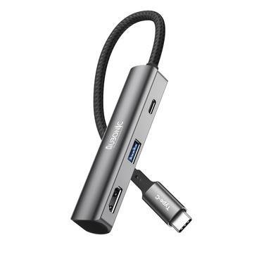 Hub Adaptador USB-C 3.0 Da Hubonic, 3 Portas HDMI 4k, 5gbps, Liga De Alumínio - Pd100w