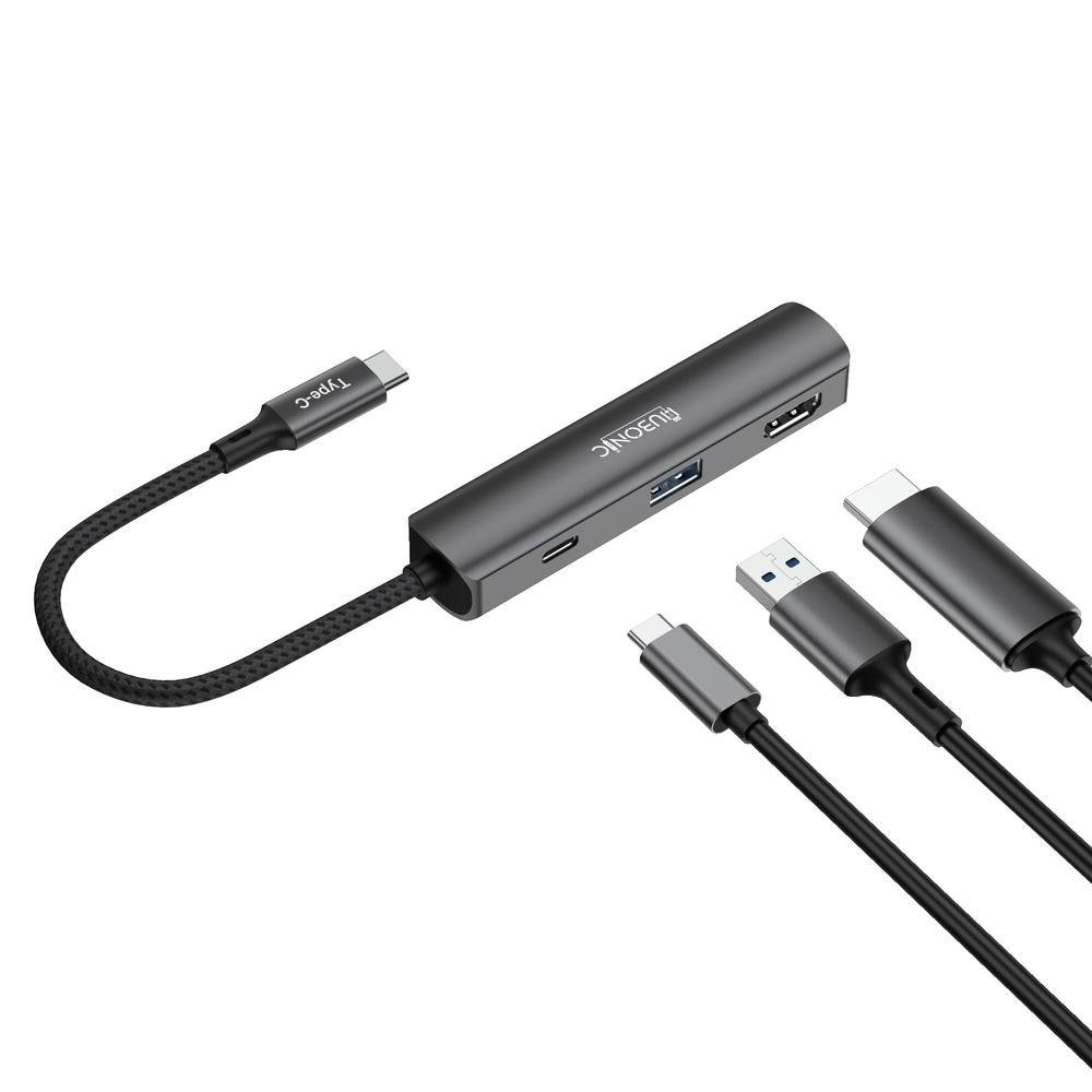 Imagem 2 de 2 do produto Hub Adaptador USB-C 3.0 Da Hubonic, 3 Portas HDMI 4k, 5gbps, Liga De Alumínio - Pd100w