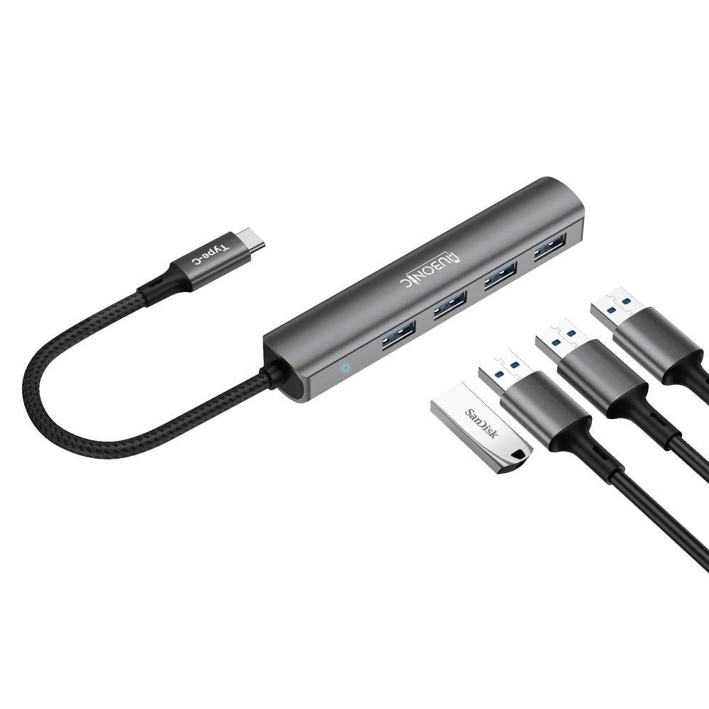 Imagem 2 de 2 do produto Hub Hubonic, Usb-C 3.1, 4 Portas Usb 3.0, Adaptador Usb 5 Gbps, Liga De Alumínio, Portátil, Tablet, Computador