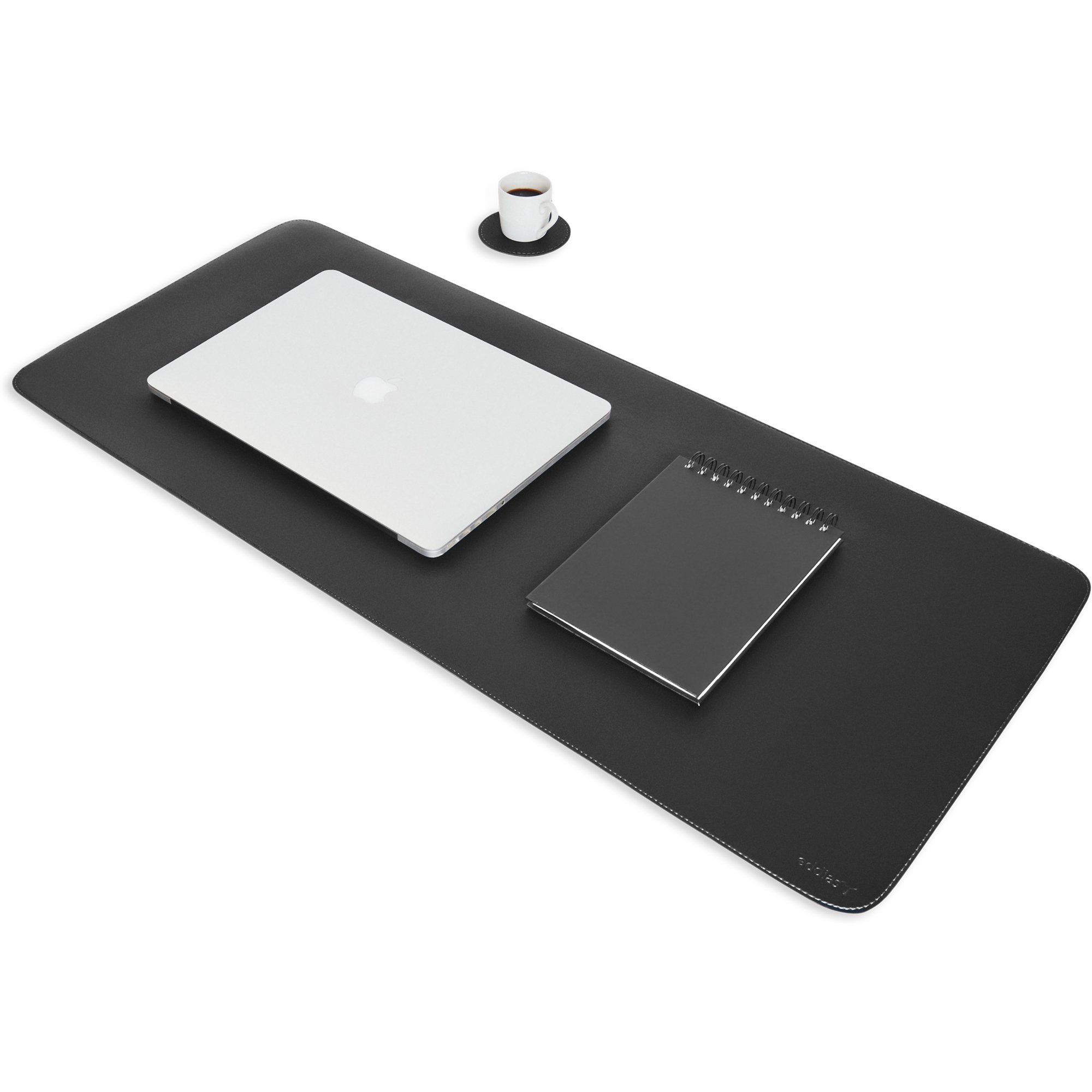 Mouse Pad Desk Pad Eddias, 90x40cm, Couro Ecológico, Minimalista, Mesa Extra Grande, Preto