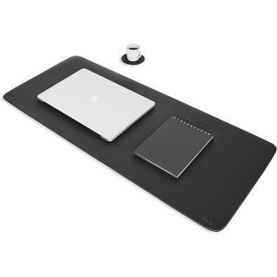 Mouse Pad Desk Pad Eddias, 90x40cm, Couro Ecológico, Minimalista, Mesa Extra Grande, Preto