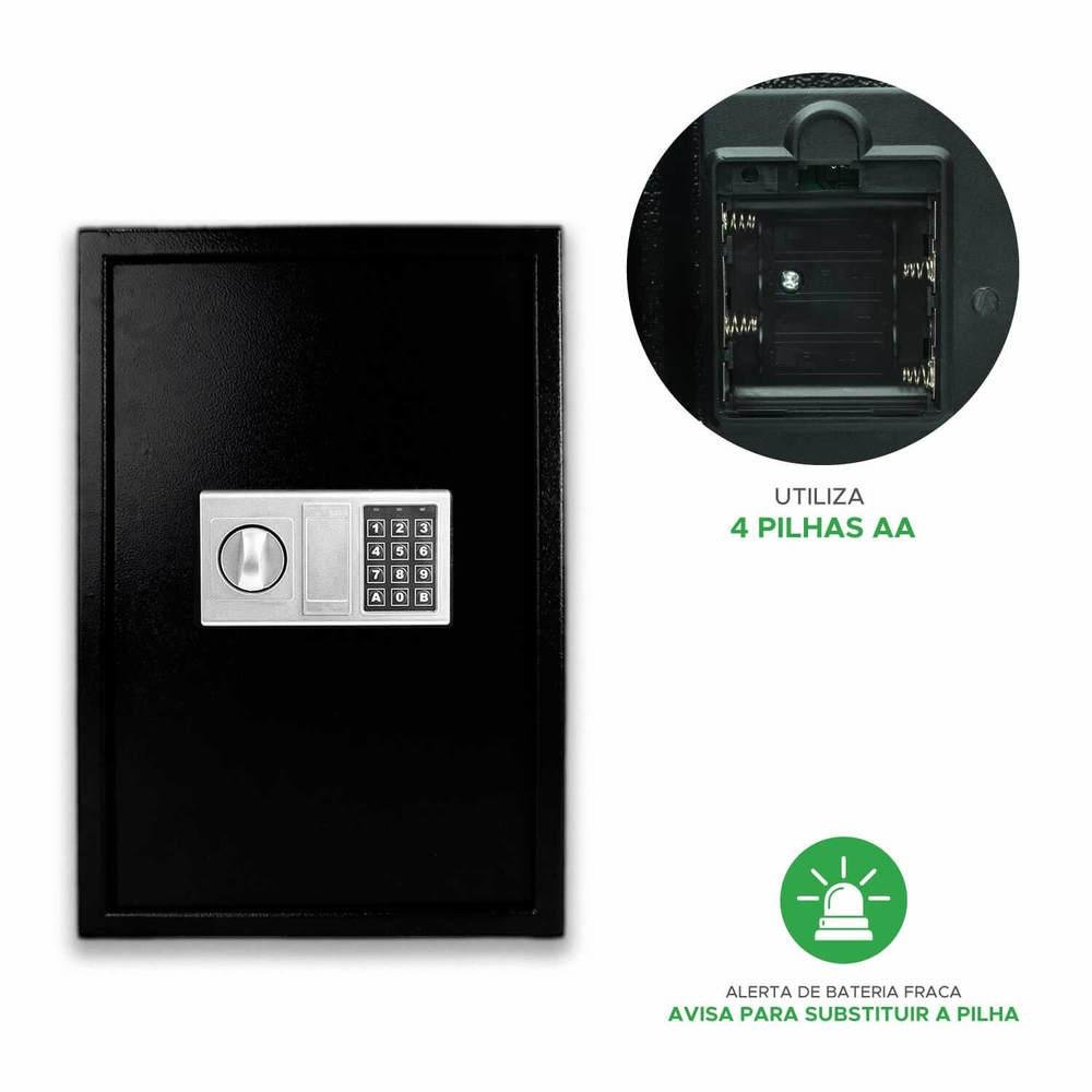 Cofre Aço Eletrônico Teclado C/ Senha + Chave - 52x36x35cm