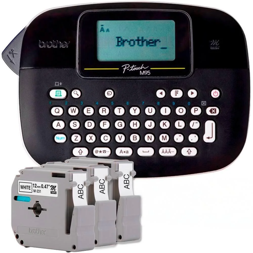 Rotulador Eletrônico Preto Ptm95bkbp Com 3 Fitas, Brother