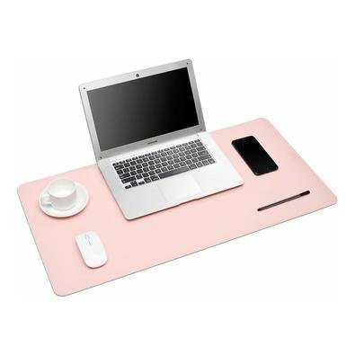 Mouse Pad Desk Pad Eddias, 90x40cm, Couro Ecológico, Minimalista, Mesa Extra Grande, Rosa Claro
