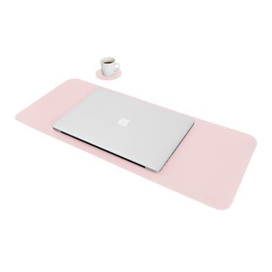 Mouse Pad Desk Pad Eddias (700x300mm) 70x30cm Em Couro Ecológico Minimalista Mesa Grande - Rosa Claro