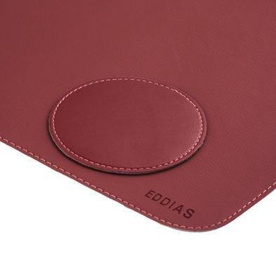 Mouse Pad Desk Pad Eddias, 70x30cm, Couro Ecológico, Minimalista, Mesa Grande, Bordô