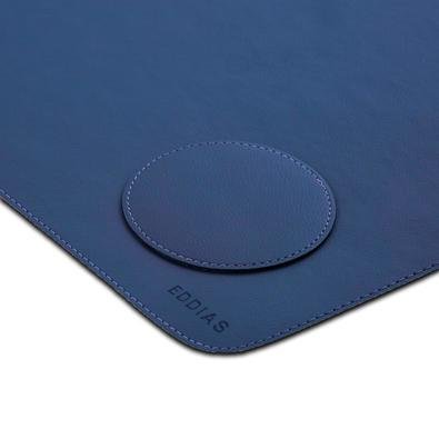Mouse Pad Desk Pad Eddias, 70x30cm, Couro Ecológico, Minimalista, Mesa Grande, Azul Marinho