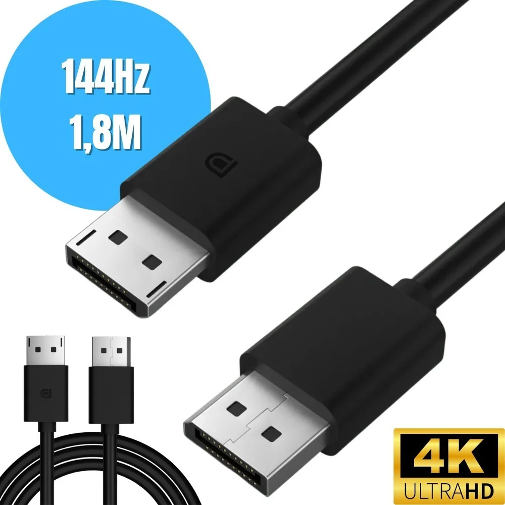 Imagem 3 de 4 do produto Cabo Displayport X Displayport 1,8m 4k - Jc-dp1.8