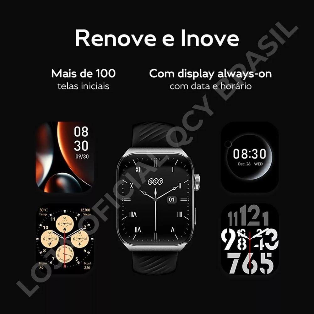Imagem 3 de 5 do produto Smartwatch Qcy Watch Gs2 S5, 22mm, Tela De 1.96", Amoled, Bluetooth, Ipx7, Preto