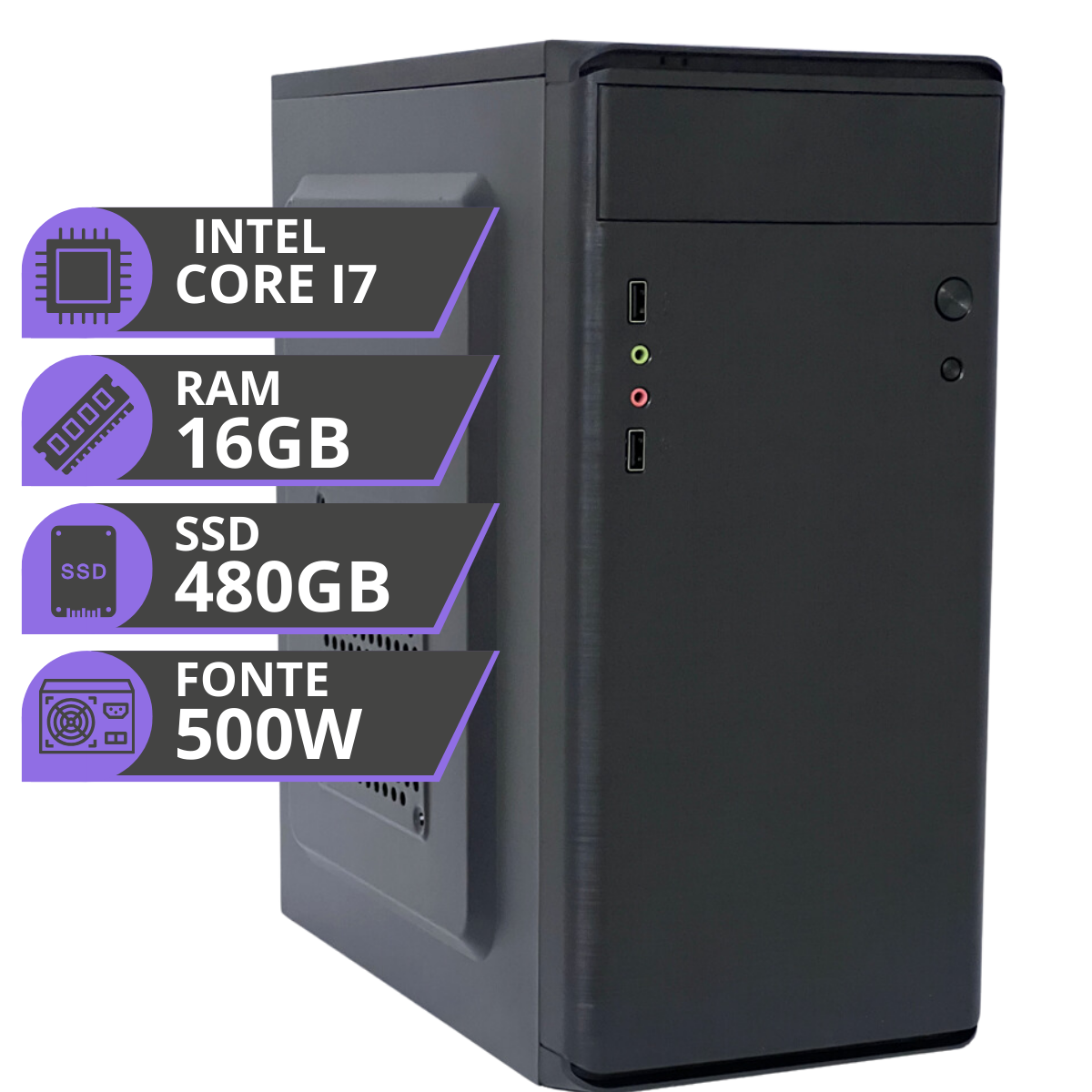 PC Computador Cpu Intel Core i7 3.4ghz SSD 480GB 16gb 500w