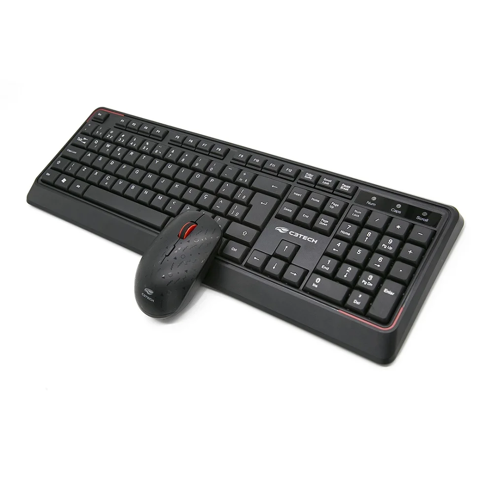Imagem 2 de 5 do produto Kit Teclado E Mouse C3tech K-w70bk Wireless Abnt2 Perfil Baixo 1600dpi 4 Botões - Preto