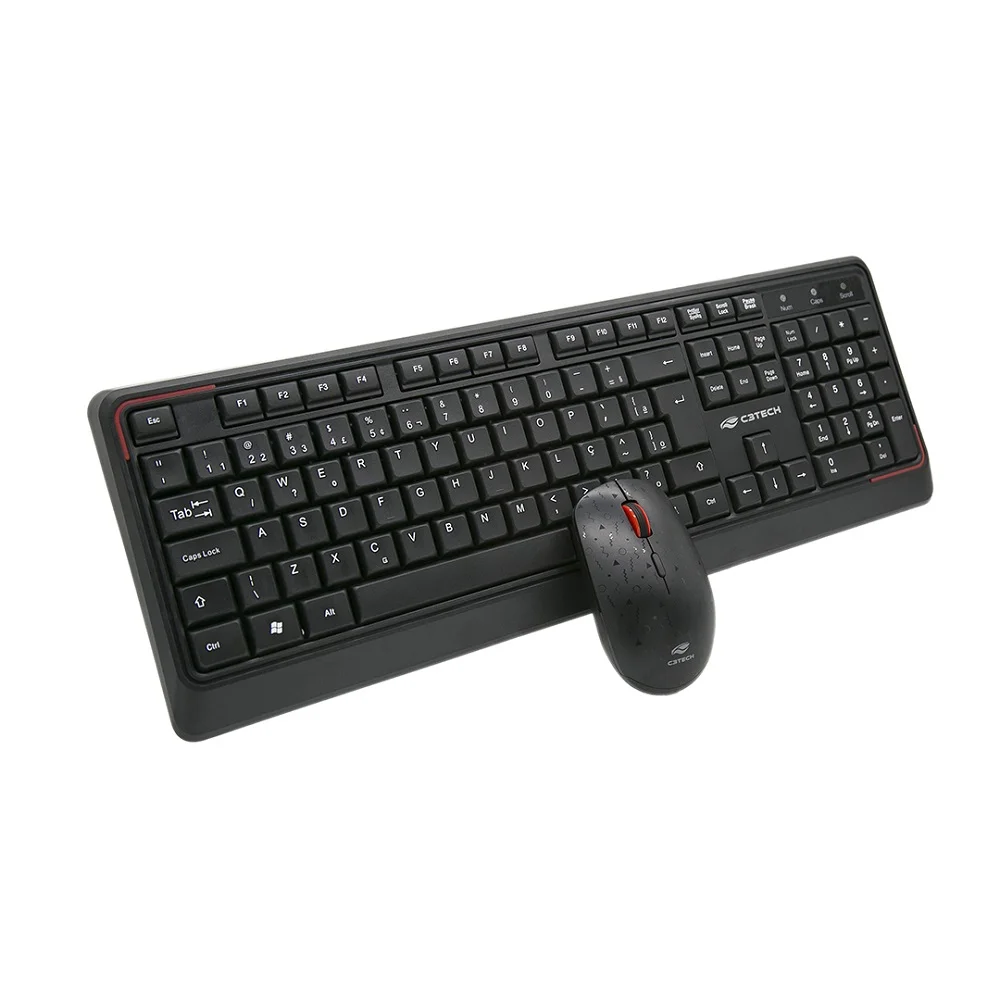 Imagem 3 de 5 do produto Kit Teclado E Mouse C3tech K-w70bk Wireless Abnt2 Perfil Baixo 1600dpi 4 Botões - Preto