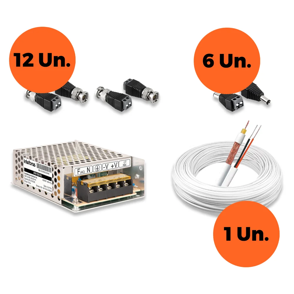 Imagem 2 de 4 do produto Kit 6 Câmeras De Segurança Intelbras Full Hd 1080p Com Dvr Mhdx 1208 1080p | Completo 100% Intelbras