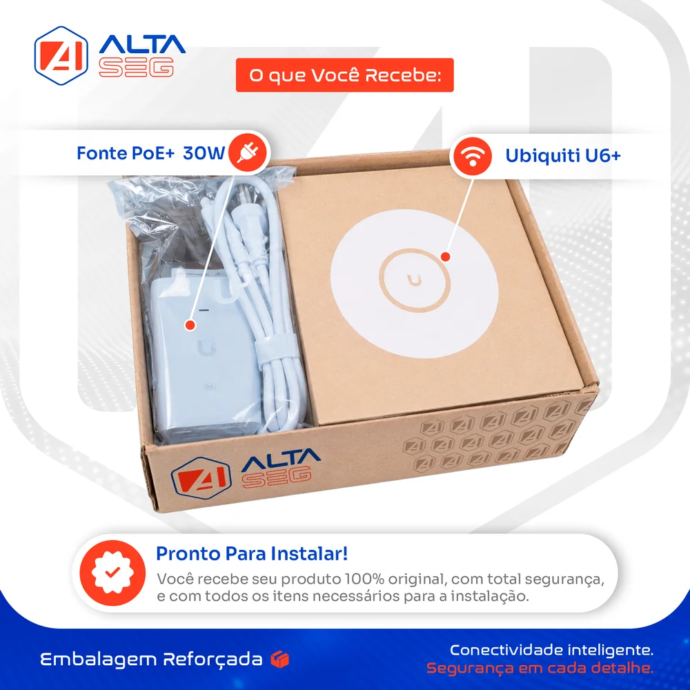 Imagem 5 de 5 do produto U6+ Plus Ubiquiti Com Fonte 30w 48v | Roteador Wi-fi 6 Access Point 3.0 Gbps + Injetor Poe+