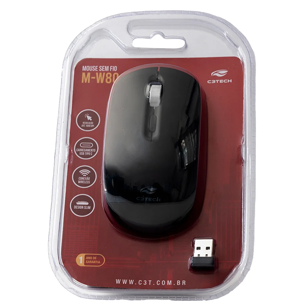 Imagem 5 de 5 do produto Mouse C3tech M-w80bk 4 Botões Wireless 1600dpi Preto