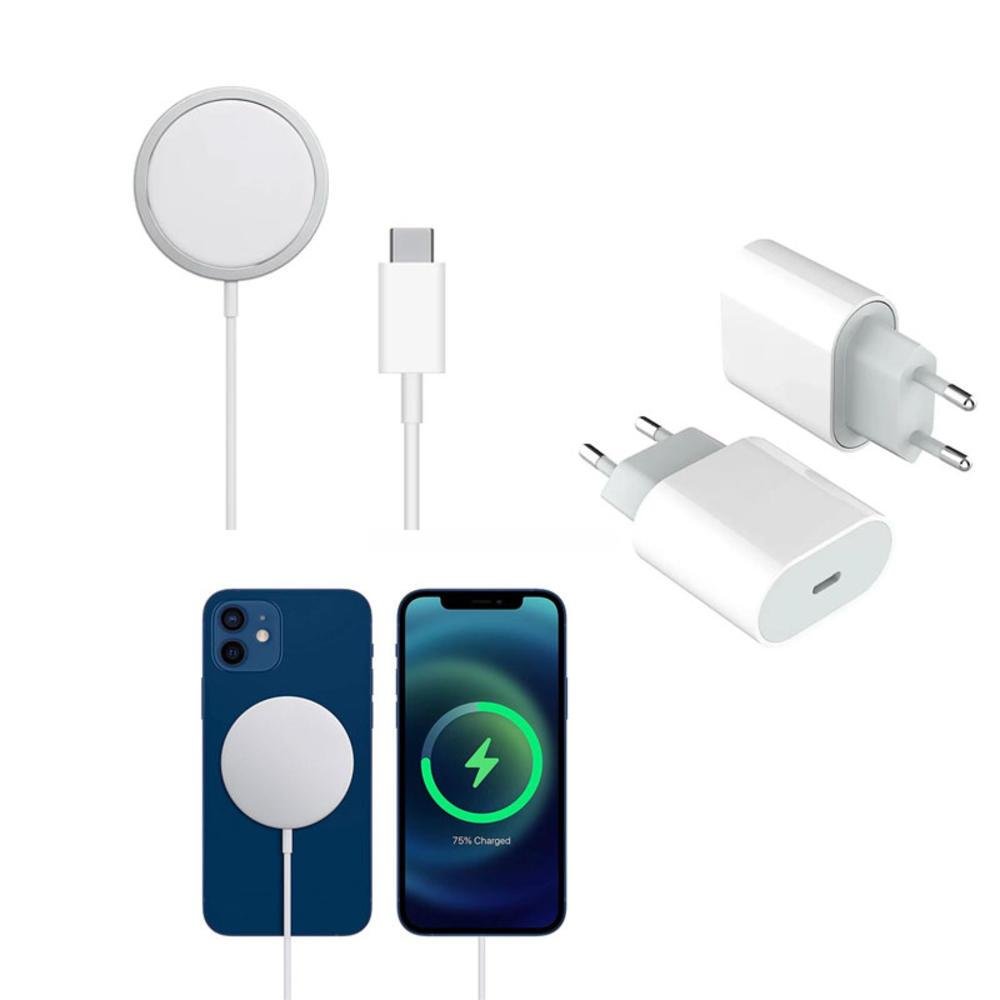 Kit Carregador Magsafe Magnético Indução E Fonte Pd Compativel Iphone