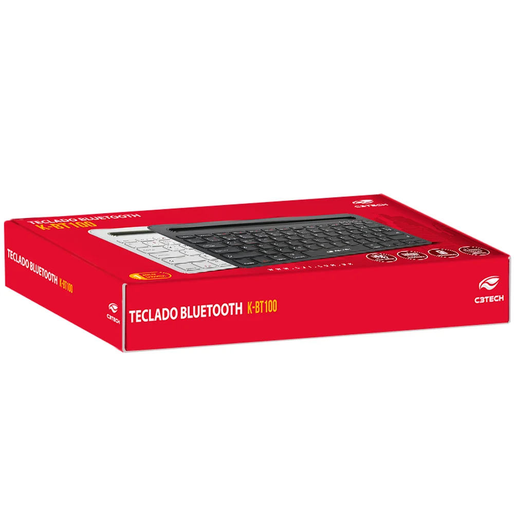 Imagem 4 de 5 do produto Teclado C3tech Multi-device Rc/bt K-bt100bk S/fio Teclas Baixas - Preto