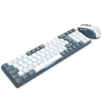 Kit Teclado E Mouse Gamer Redragon Mecânico Usb Bs-8772 - Cinza E Branco