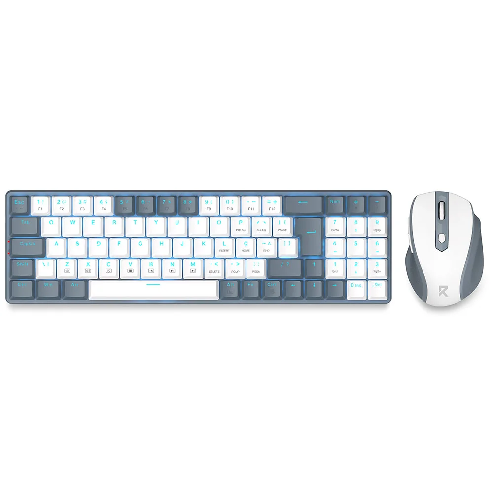 Imagem 2 de 4 do produto Kit Teclado E Mouse Gamer Redragon Mecânico Usb Bs-8772 - Cinza E Branco
