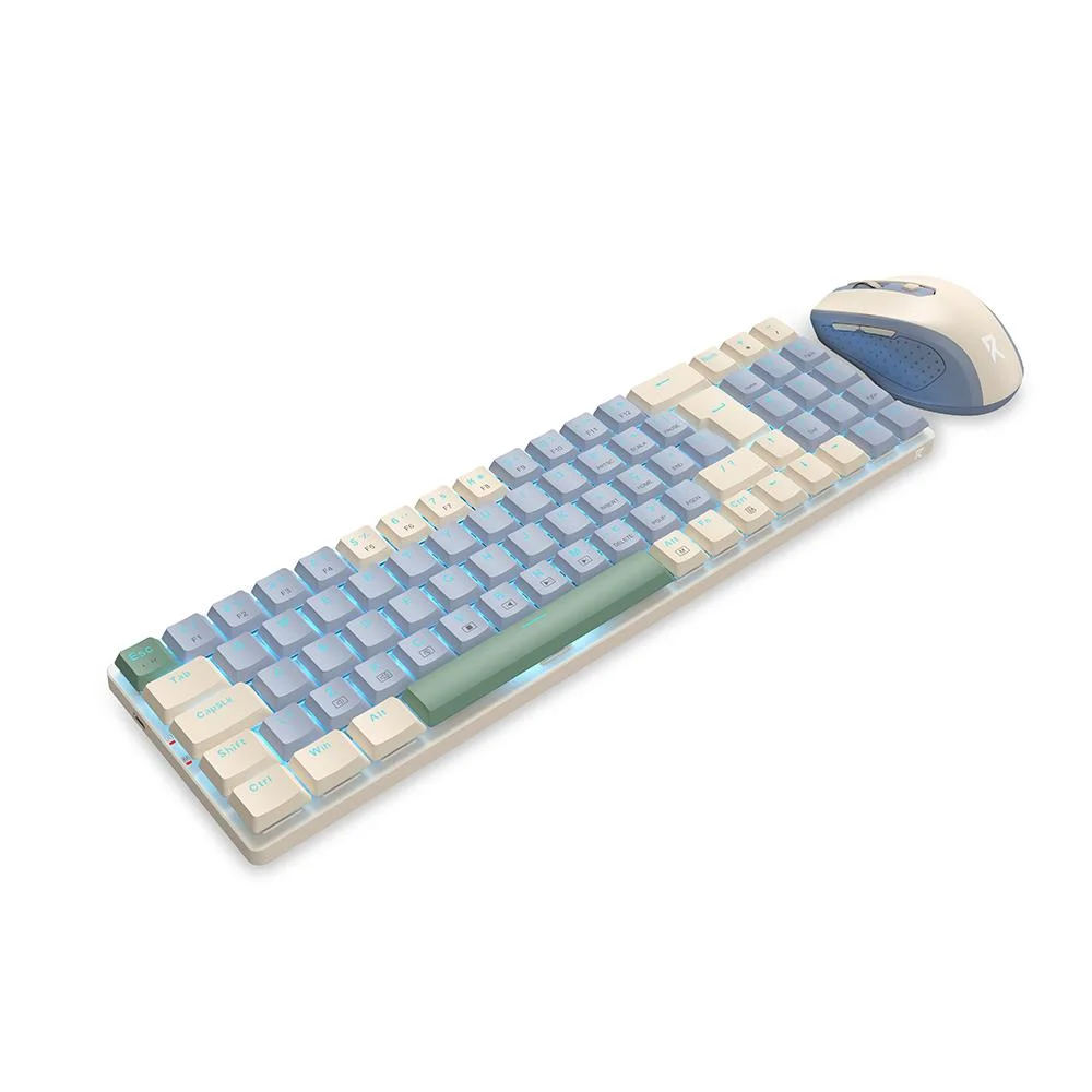 Imagem 2 de 4 do produto Kit Teclado E Mouse Gamer Redragon Mecânico Usb Bs-8772 - Azul E Creme