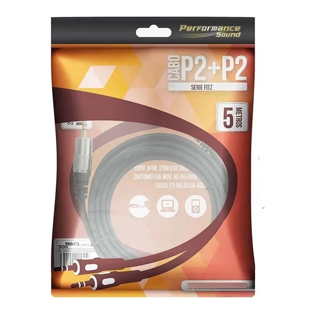 Imagem 2 de 5 do produto Cabo P2 Fitz - P2 + P2 Estereo Plug Metal - 5m