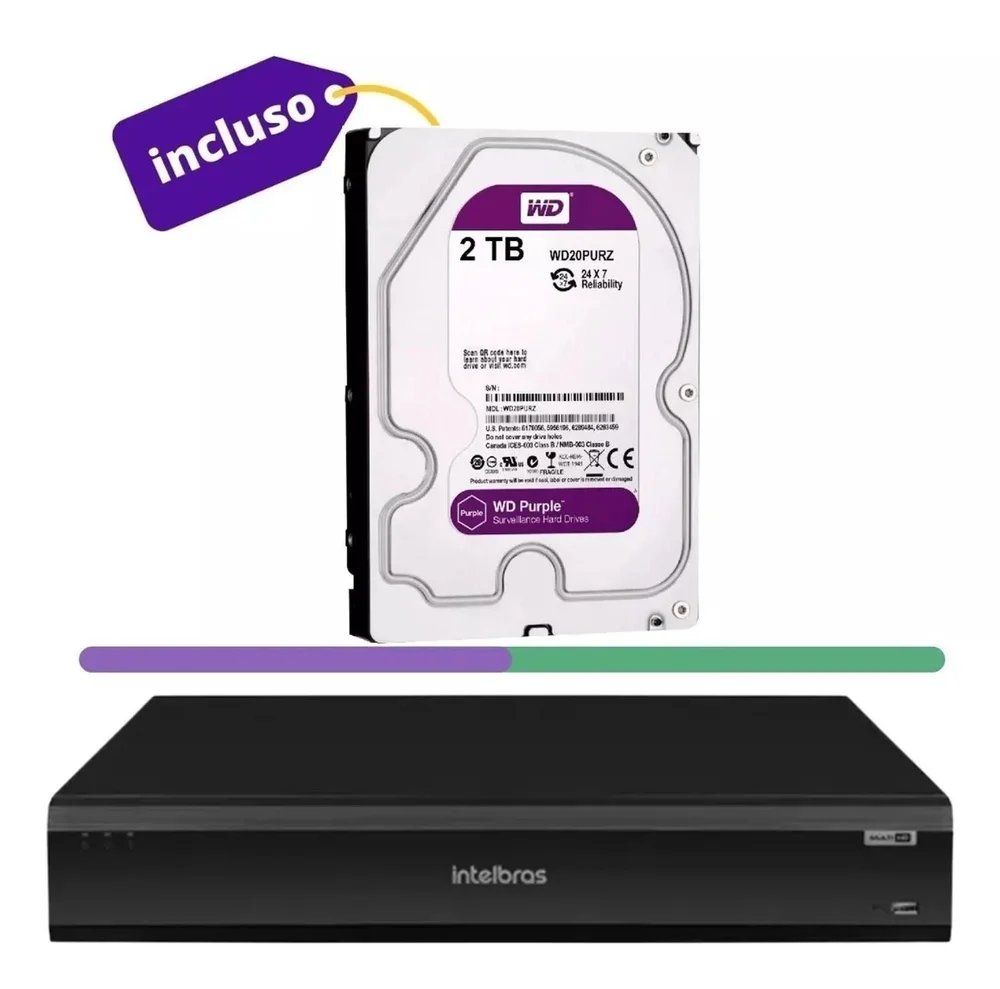 Imagem 2 de 3 do produto Dvr Multi Hd Intelbras Imhdx 3008 C/hd 2TB Purple