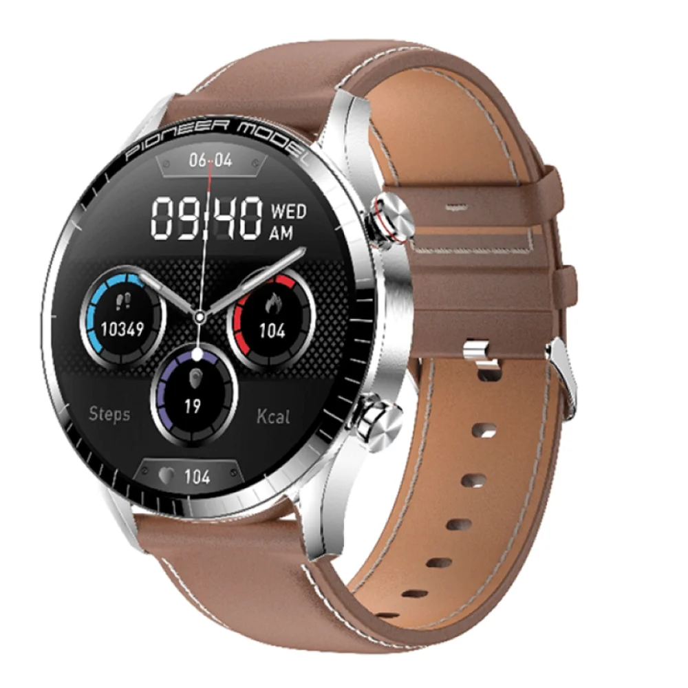 Imagem 1 de 3 do produto Smartwatch Level Lvw50 Tela AmoLED De 1.3" Compatível Com Ios E Android Gps Notificações Ligação Cor:silver Couro Marrom