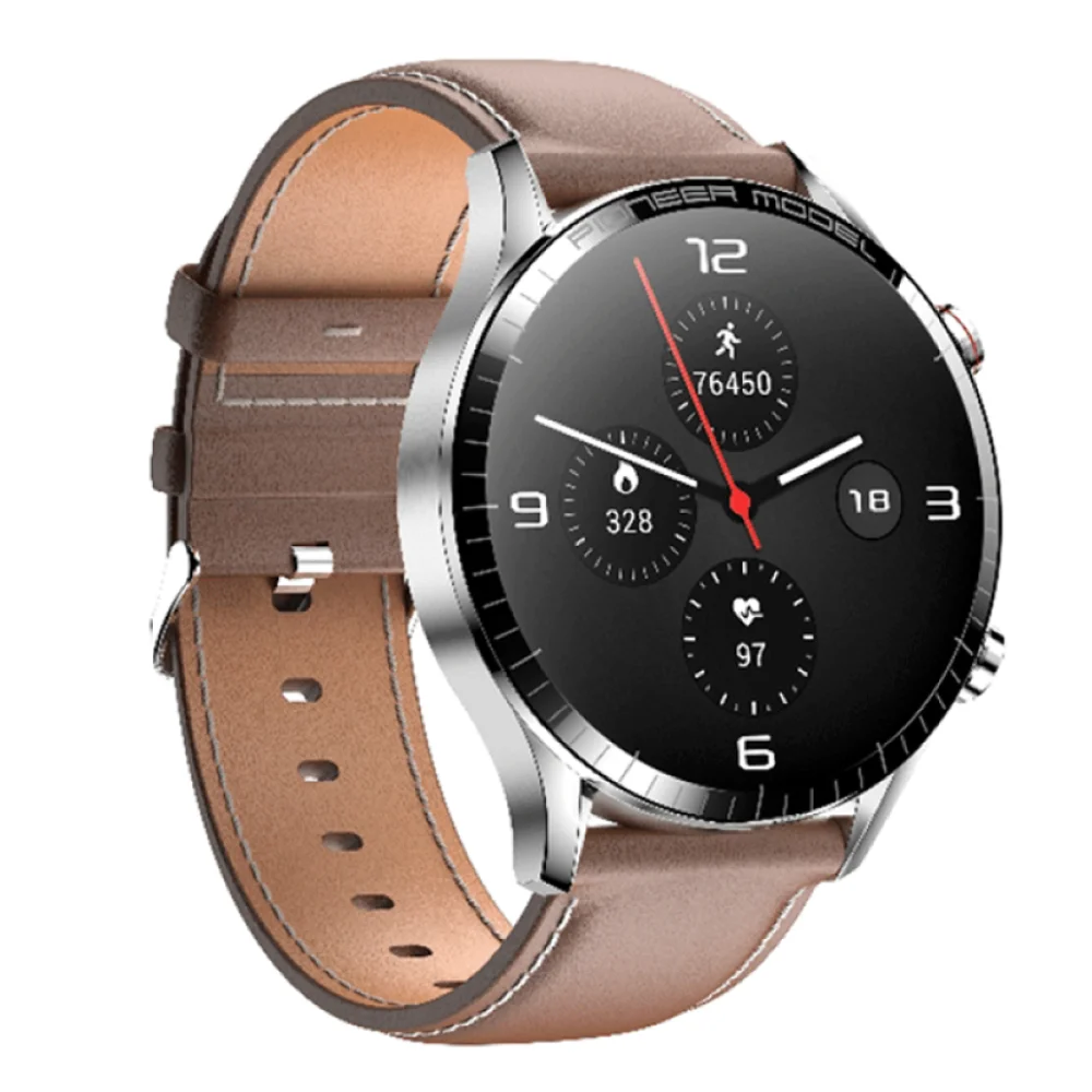 Imagem 3 de 3 do produto Smartwatch Level Lvw50 Tela AmoLED De 1.3" Compatível Com Ios E Android Gps Notificações Ligação Cor:silver Couro Marrom