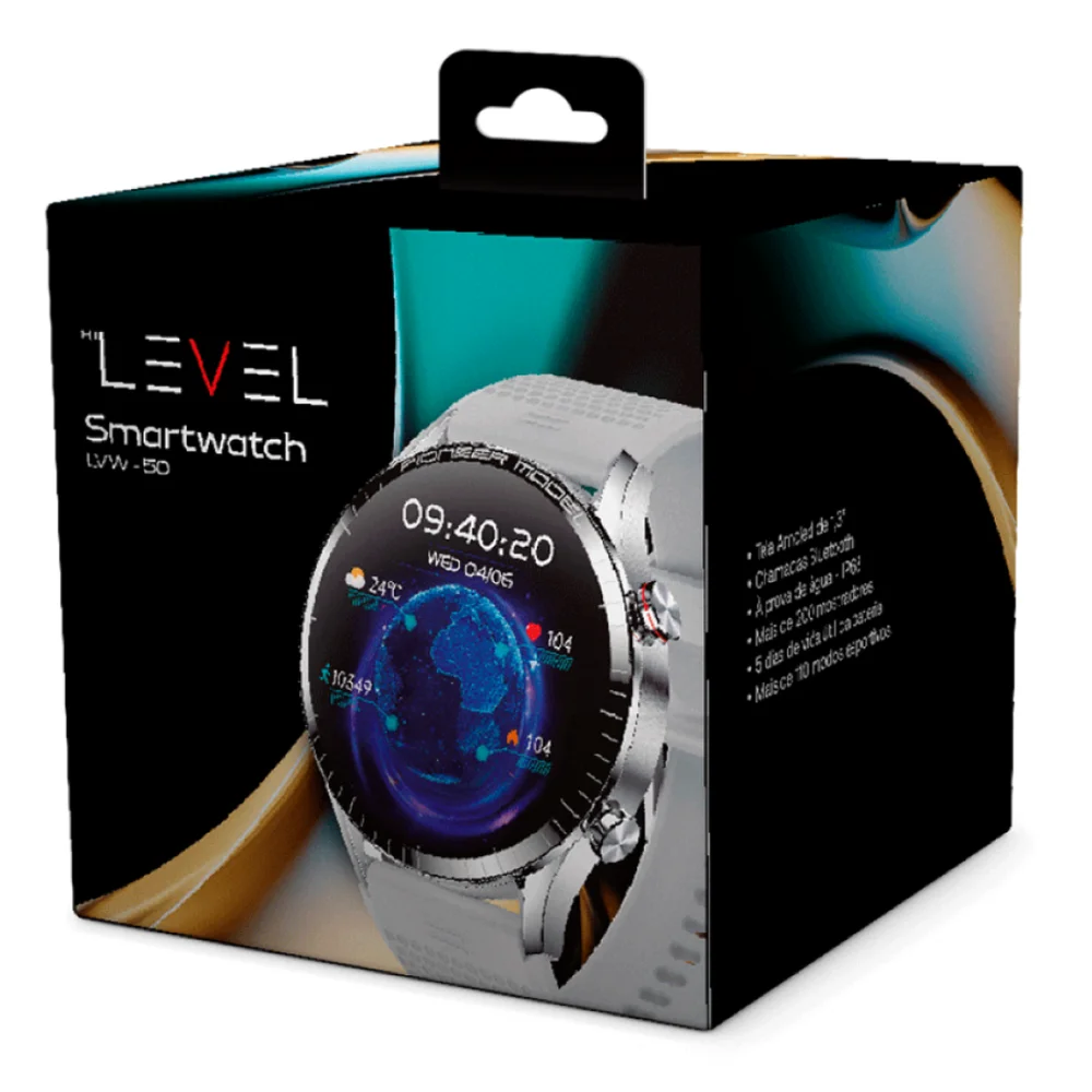 Imagem 4 de 4 do produto Smartwatch Level Lvw50 Tela AmoLED De 1.3" Compatível Com IOS E Android GPS Notificações Ligação Cor: Silver Grey.