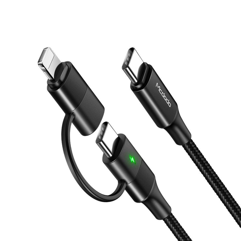Imagem 4 de 5 do produto Cabo Carregador 2 Em1 Lightning E Tipo C/tipo C 60w/3a 1,2m