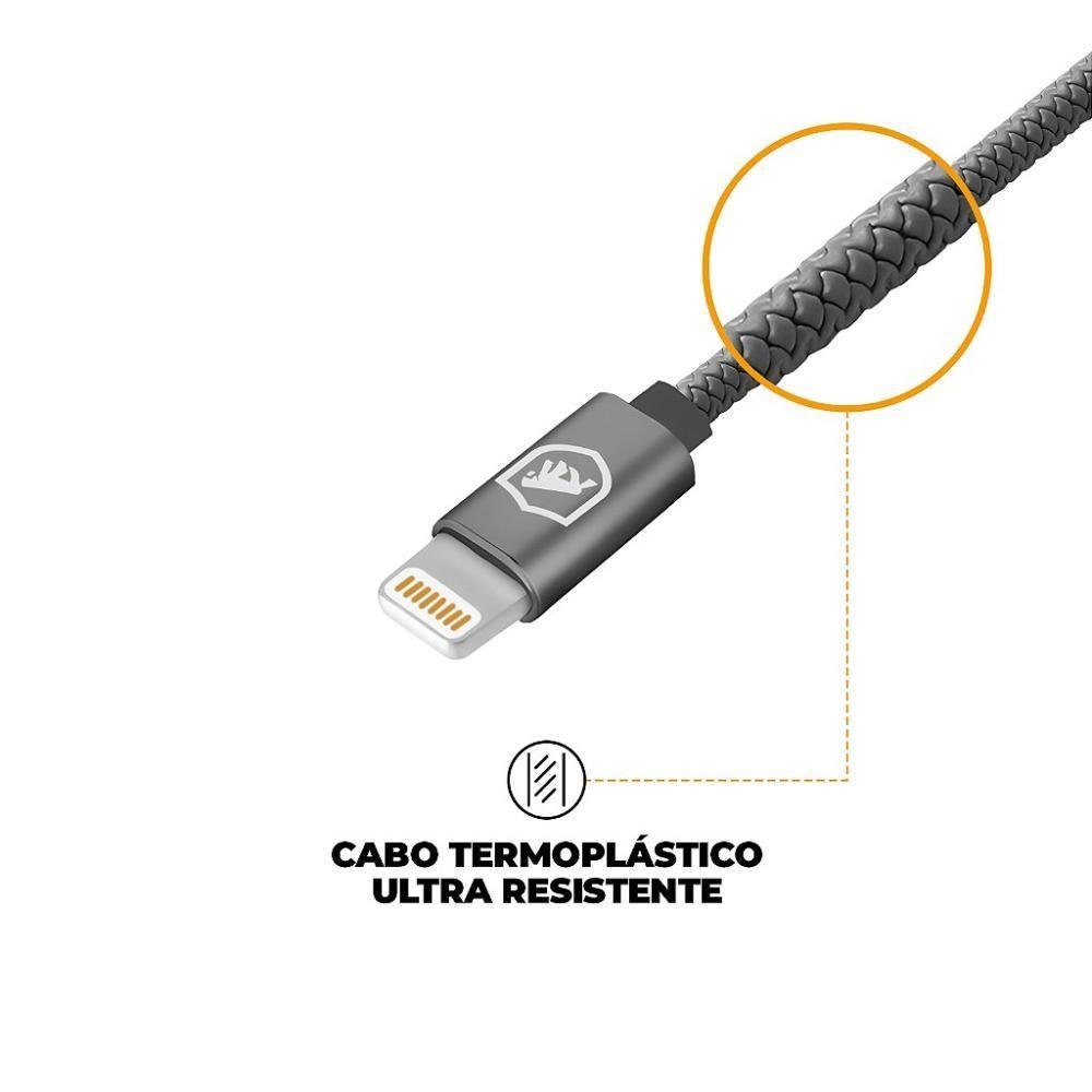 Imagem 2 de 4 do produto Cabo Symetric - Cinza - Lightning / Tipo C - 1,5m - Gshield